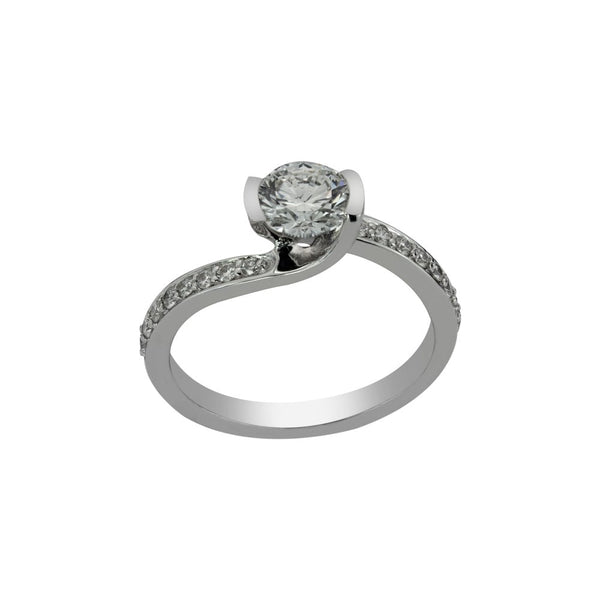 Finnies The Jewellers Platinum Diamond Solitaire Ring With Diamond Shoulders 1.03ct