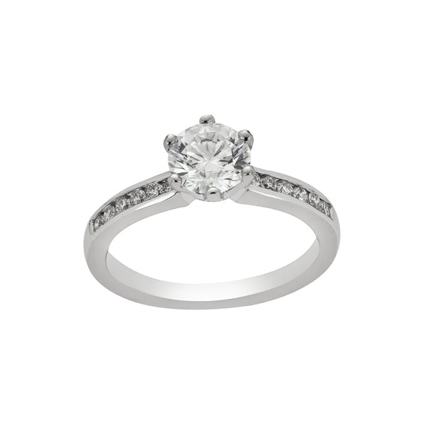 Finnies The Jewellers Platinum Diamond Solitaire Ring With Diamond Shoulders 1.29ct