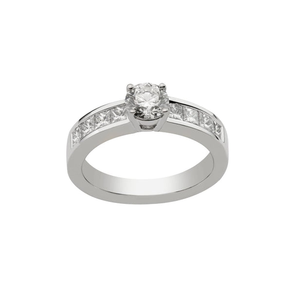 Finnies The Jewellers Platinum Diamond Solitaire Ring With Diamond Shoulders 1.46ct