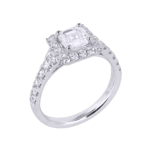 Finnies The Jewellers Platinum Diamond Square Halo Ring with Diamond Shoulders 1.43ct