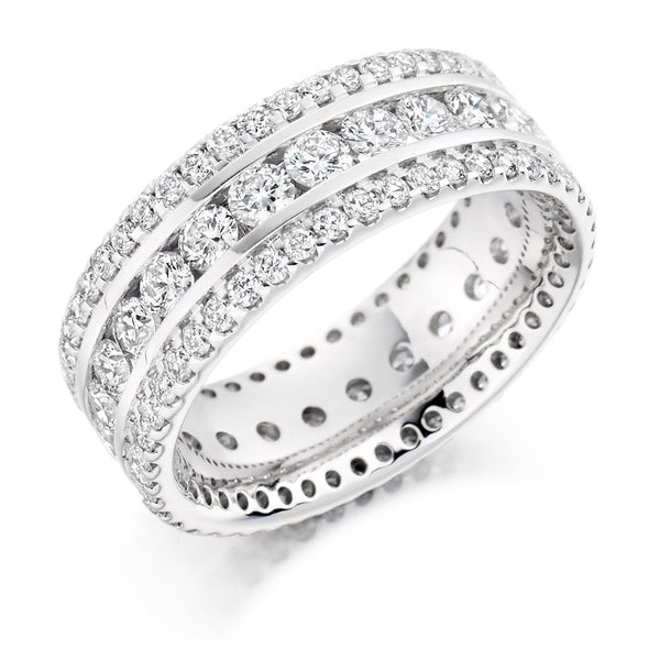 Finnies The Jewellers Platinum Diamond Three Row Full Eternity Ring 2.50ct