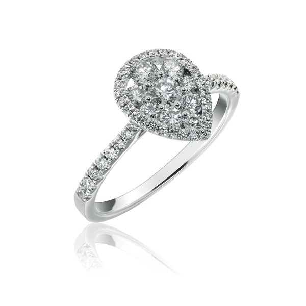 Finnies The Jewellers Platinum Pear Diamond Cluster Ring