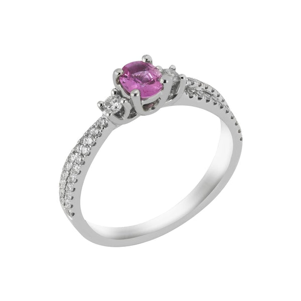 Finnies The Jewellers Platinum Pink Sapphire & Diamond Ring