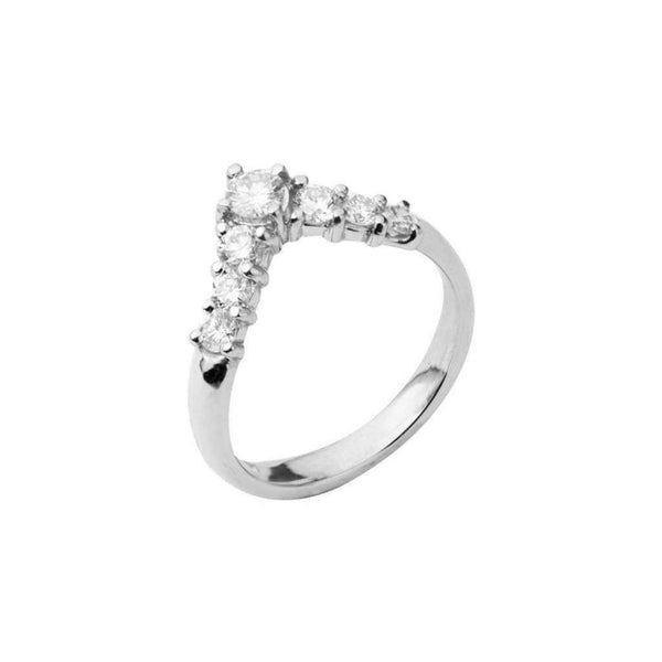Finnies The Jewellers Platinum Round Cut Diamond Claw Set Wishbone Shaped Ring