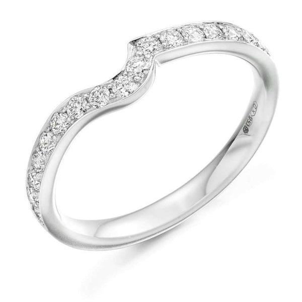Finnies The Jewellers Platinum Round Cut Diamond Grain Set Shaped Eternity Ring 0.25c