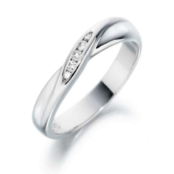 Finnies The Jewellers Platinum  Round Diamonds Cross Over Wedding Band