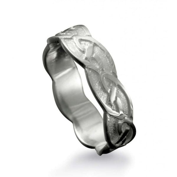 Finnies The Jewellers Platinum Satin Polished Celtic Wedding Band