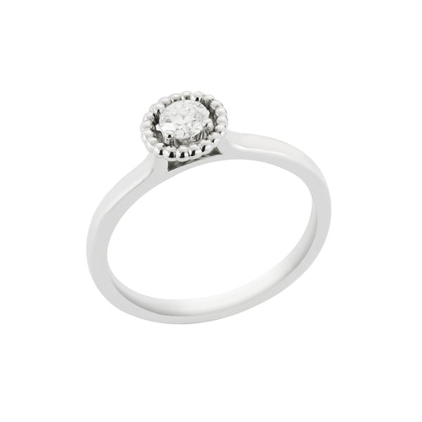 Finnies The Jewellers Platinum Solitaire Diamond Beaded Halo Ring