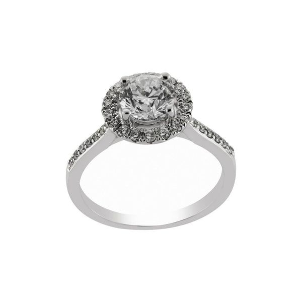 Finnies The Jewellers Platinum Solitaire Diamond Halo Ring, Diamond Shoulders 1.20ct