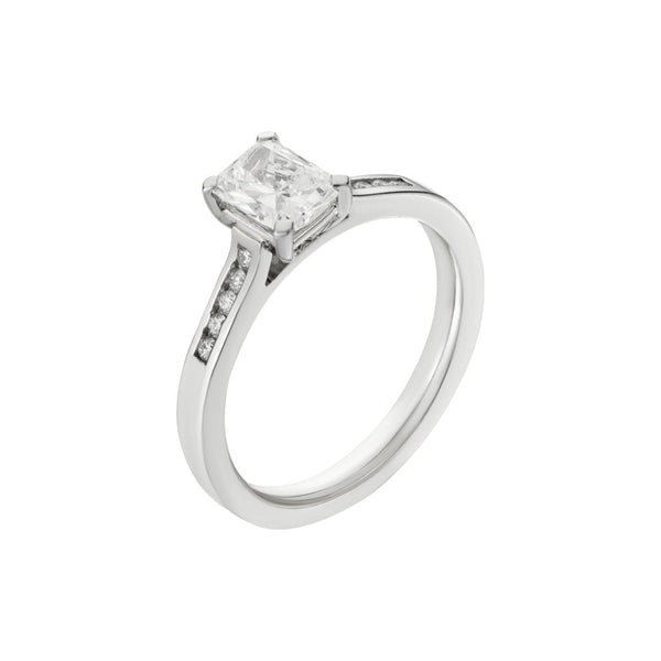 Finnies The Jewellers Platinum Solitaire Diamond Ring with Diamond Shoulders 0.80ct