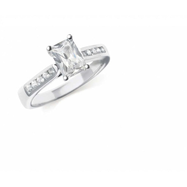 Finnies The Jewellers Platinum Solitaire Diamond Ring with Diamond Shoulders at 0.16.