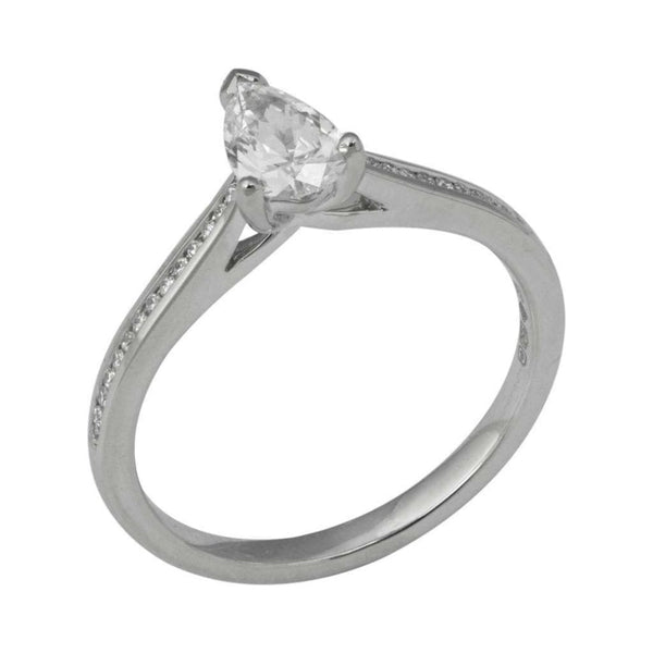 Finnies The Jewellers Platinum Solitaire Diamond Ring with Diamond Shoulders