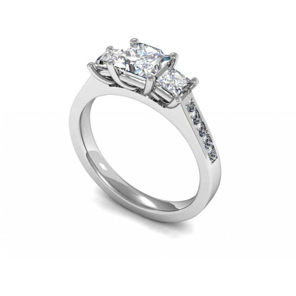 Finnies The Jewellers Platinum Three Princess Cut Diamond Ring 1.34ct