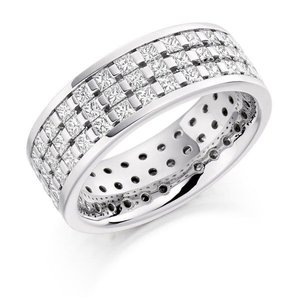 Finnies The Jewellers Platinum Three Row Diamond Full Eternity Ring 3.00ct