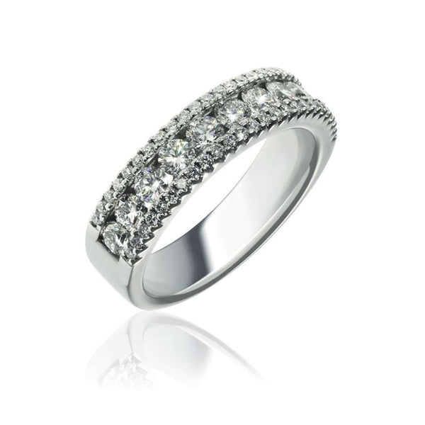 Finnies The Jewellers Platinum Three Row Diamond Ring 1.30ct