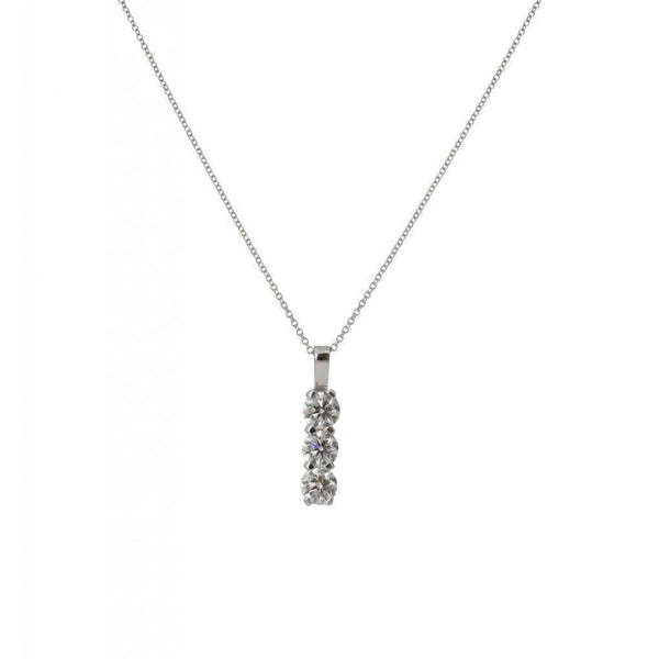 Finnies The Jewellers Platinum Three Stone Diamond Drop Pendant with 18