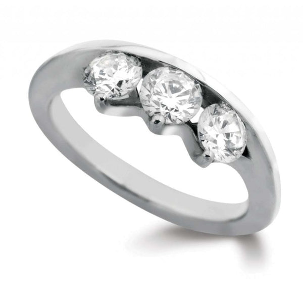 Finnies The Jewellers Platinum Three Stone Diamond Offset Ring