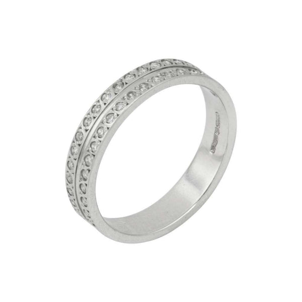 Finnies The Jewellers Platinum Two Row Diamond Set Wedding Ring