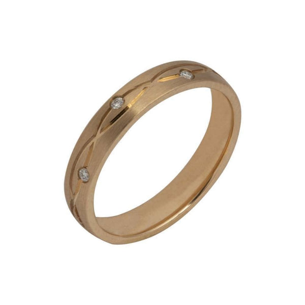 Finnies The Jewellers Rose Gold Satin Finished Patterened Wedding Ring
