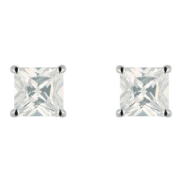 Finnies The Jewellers Silver 4mm Square Claw Set Cubic Zirconia Stud Earrings