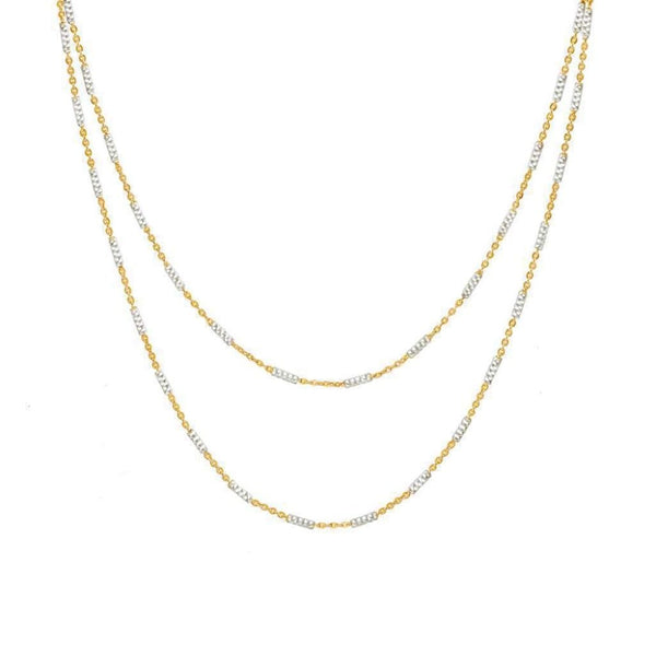 Finnies The Jewellers Silver and Gold Plated Chain and Faceted Link Two Row Necklace
