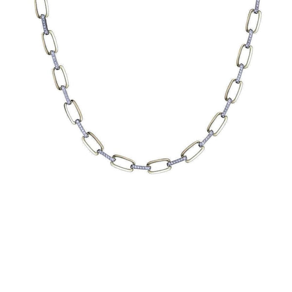 Finnies The Jewellers Silver and Gold Plated Open Rectangle and Bar Link Necklace