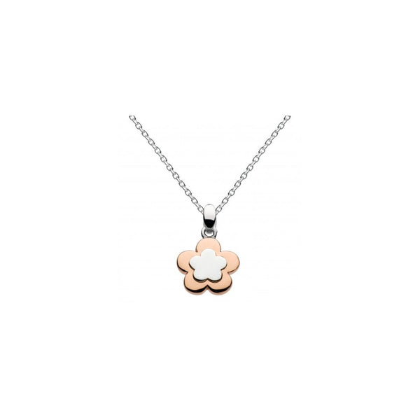 Finnies The Jewellers Silver and Rose Gold Plated Petal Rose Childs Necklace