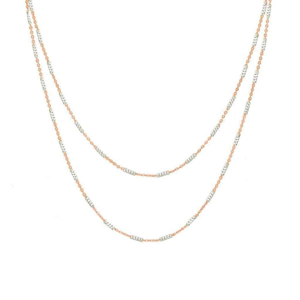 Finnies The Jewellers Silver and Rose Two Tone Chain and Faceted Two Row Necklace