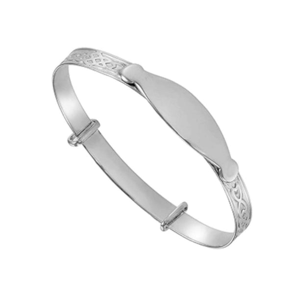 Finnies The Jewellers Silver Celtic ID Baby Bangle Set With a Single Cubic Zirconia