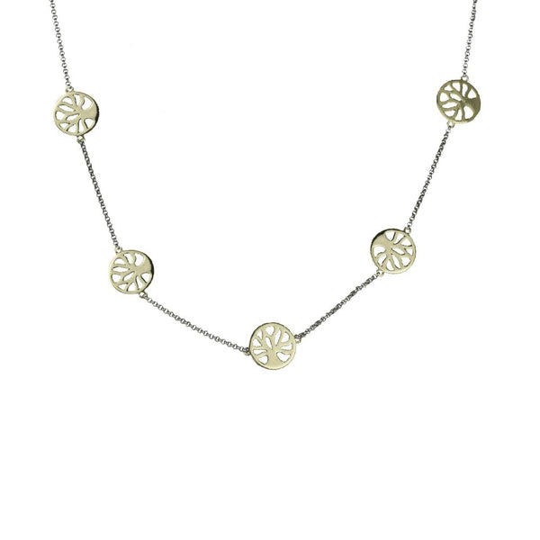 Finnies The Jewellers Silver Chain and Gold Plated Open Tree of Life Link Necklace