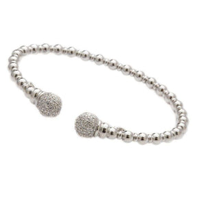 Finnies The Jewellers Silver CZ Ball End Torque Bead Bangle