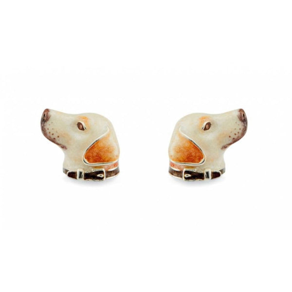 Finnies The Jewellers Silver & Enamel Cream Labrador Head Cufflinks