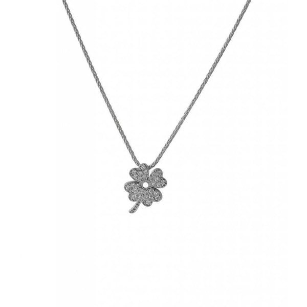 Finnies The Jewellers Silver Four Leaf Clover Cubic Zirconia Set Pendant