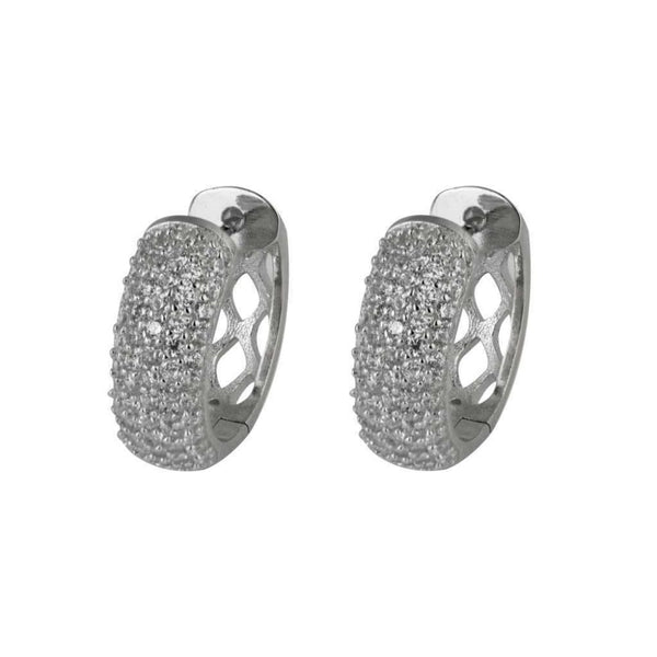 Finnies The Jewellers Silver Pave` Set Cubic Zirconia Hinged Hoop Earrings