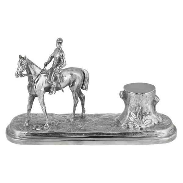 Finnies The Jewellers Silver Plated Horse & Rider Inkwell
