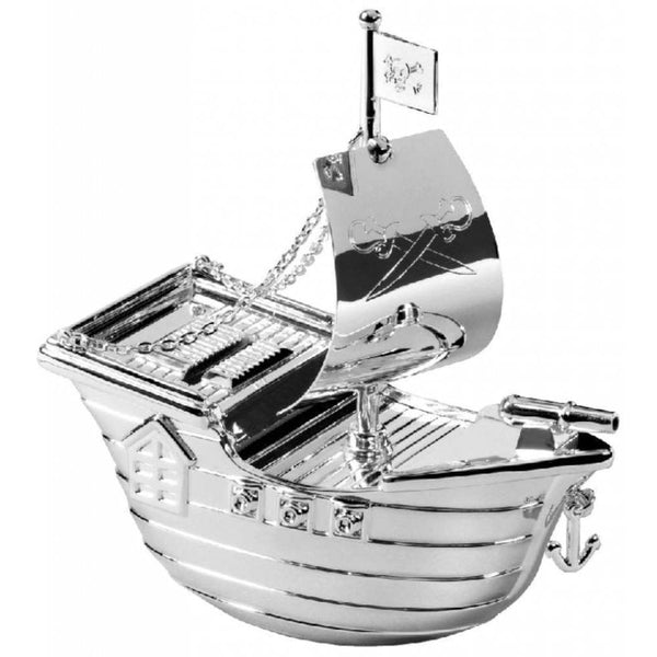 Finnies The Jewellers Silver Plated Ship Money Box