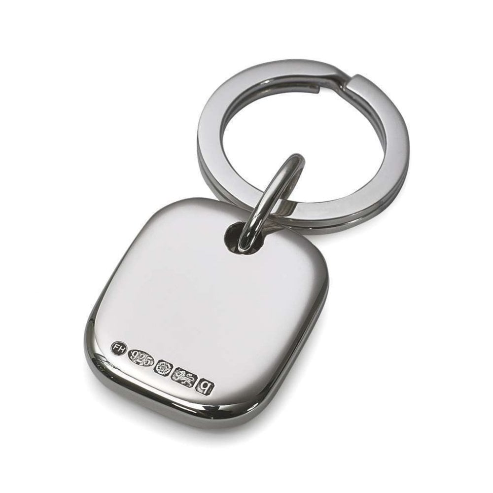 Silver Rectangluar Solid Block Keyring