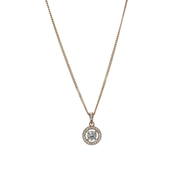 Finnies The Jewellers Silver & Rose Gold Plated Cubic Zirconia Set Halo Pendant