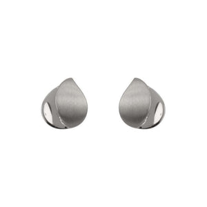 Finnies The Jewellers Silver Satin Polished Leaf Shaped Stud Earrings
