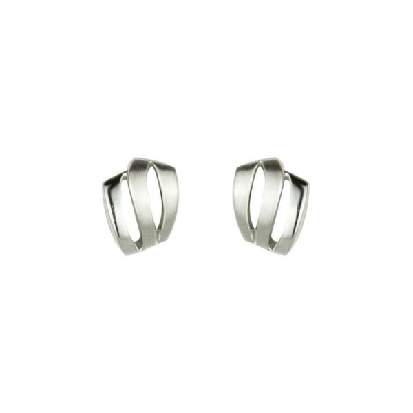 Finnies The Jewellers Silver Three Open Strand Satin and Polished Stud Earrings