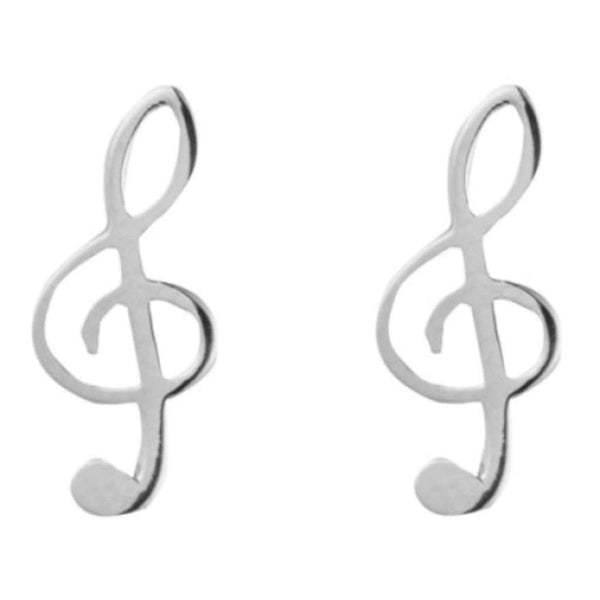 Finnies The Jewellers Silver Treble Clef Stud Earrings
