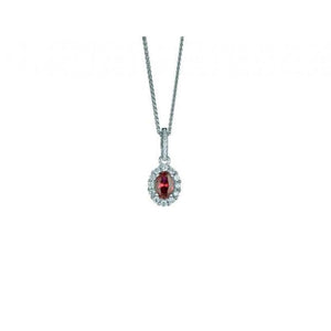 Finnies The Jewellers Silver White & Red Cubic Zirconia Oval Cluster Pendant