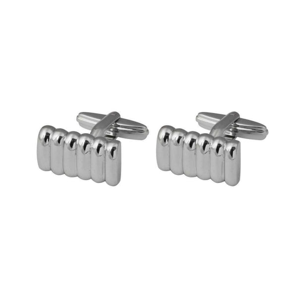 Finnies The Jewellers Silver Wide Ribbed Oblong Bar Cufflinks