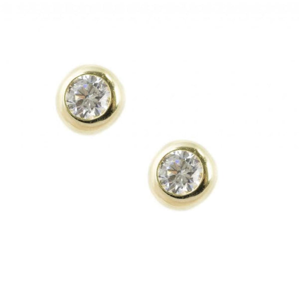 Finnies The Jewellers Silver With Yellow Gold Plating Cubic Zirconia Stud Earrings