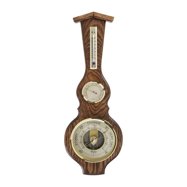 Finnies The Jewellers Solid Oak Wall Barometer & Thermometer