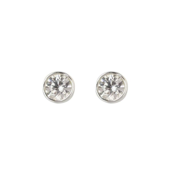 Finnies The Jewellers Sterling Silver 3mm Round Cubic Zirconia Rubover Stud Earrings