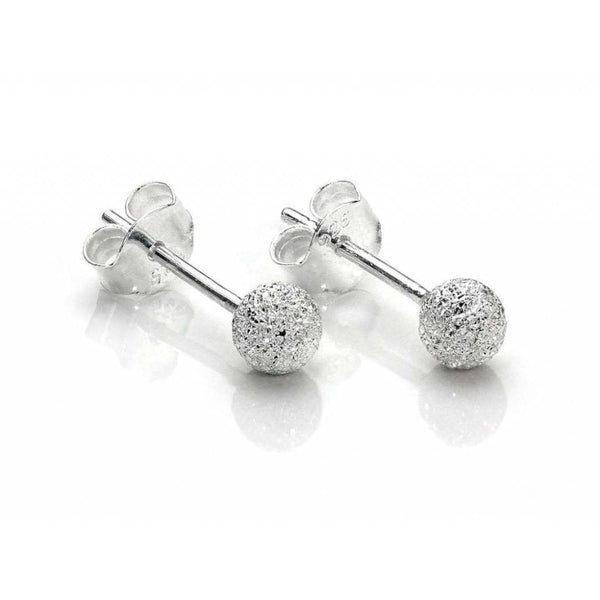 Finnies The Jewellers Sterling Silver 6mm Frosted Ball Stud Earrings
