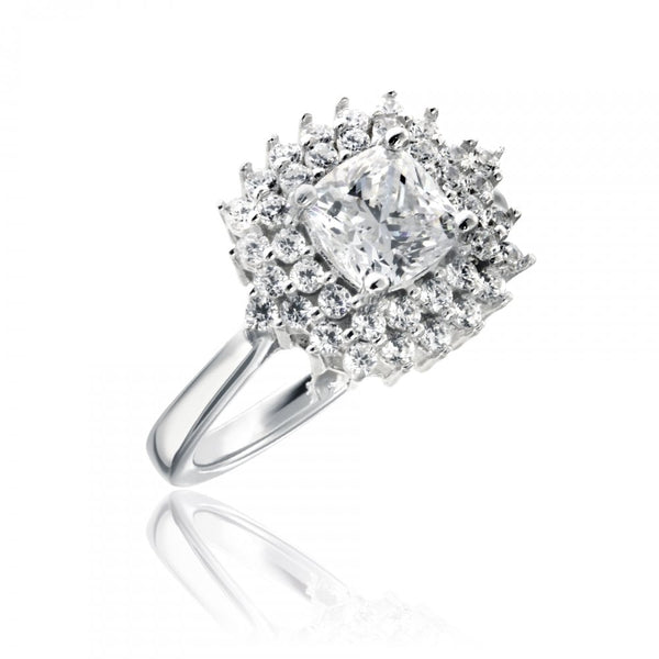 Finnies The Jewellers Sterling Silver Claw Set Cubic Zirconia Dress Ring with Two Row