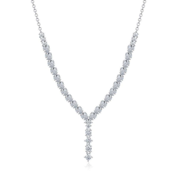 Finnies The Jewellers Sterling Silver Cluster Cubic Zirconia Drop Necklace with Chain