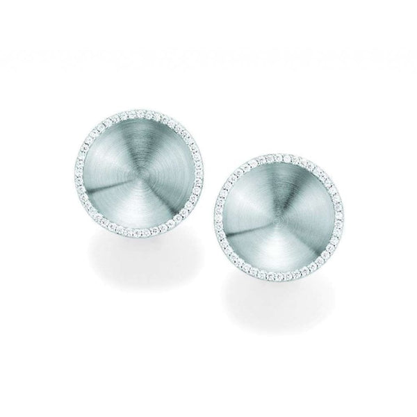Finnies The Jewellers Sterling Silver Cubic Zirconia Large Satin Stud Earrings